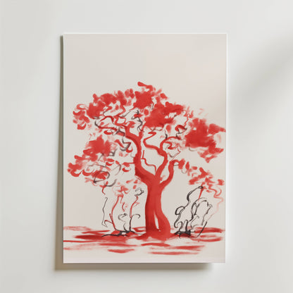 Red Harmony Tree Poster