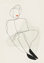 Red Lips Line Woman Poster