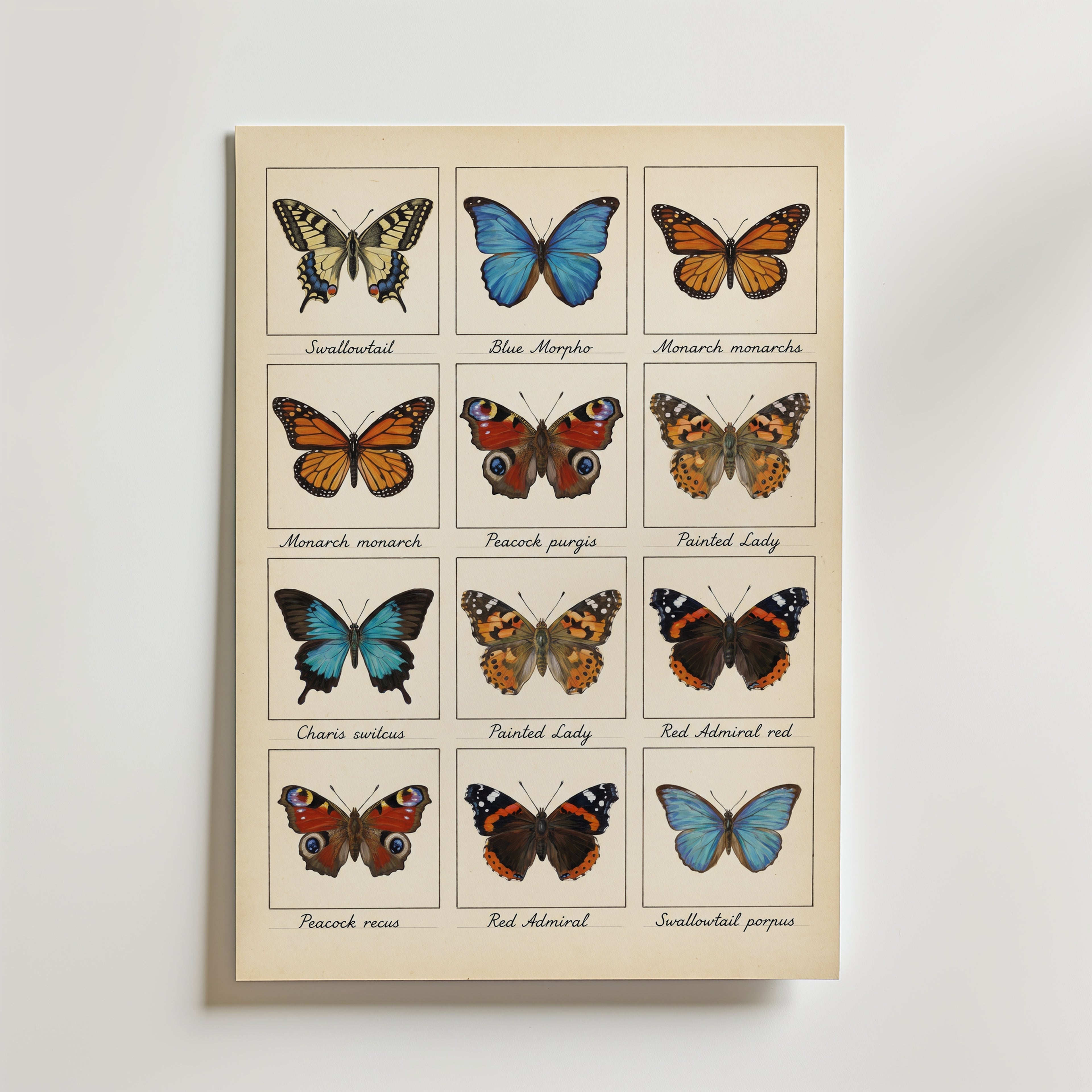 Butterfly Grid Poster – canvas utan passepartout