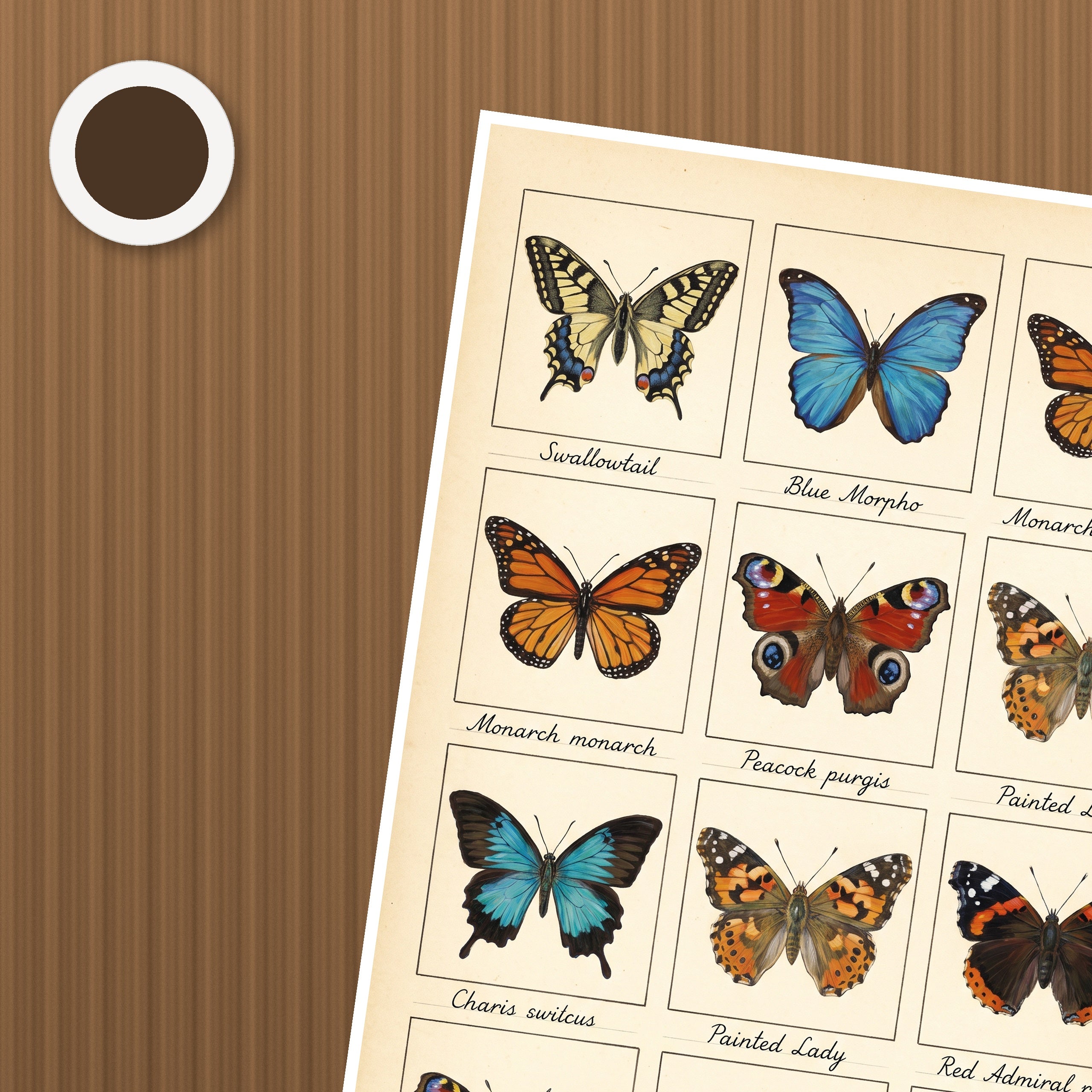 Butterfly Grid Poster – närbild på papper