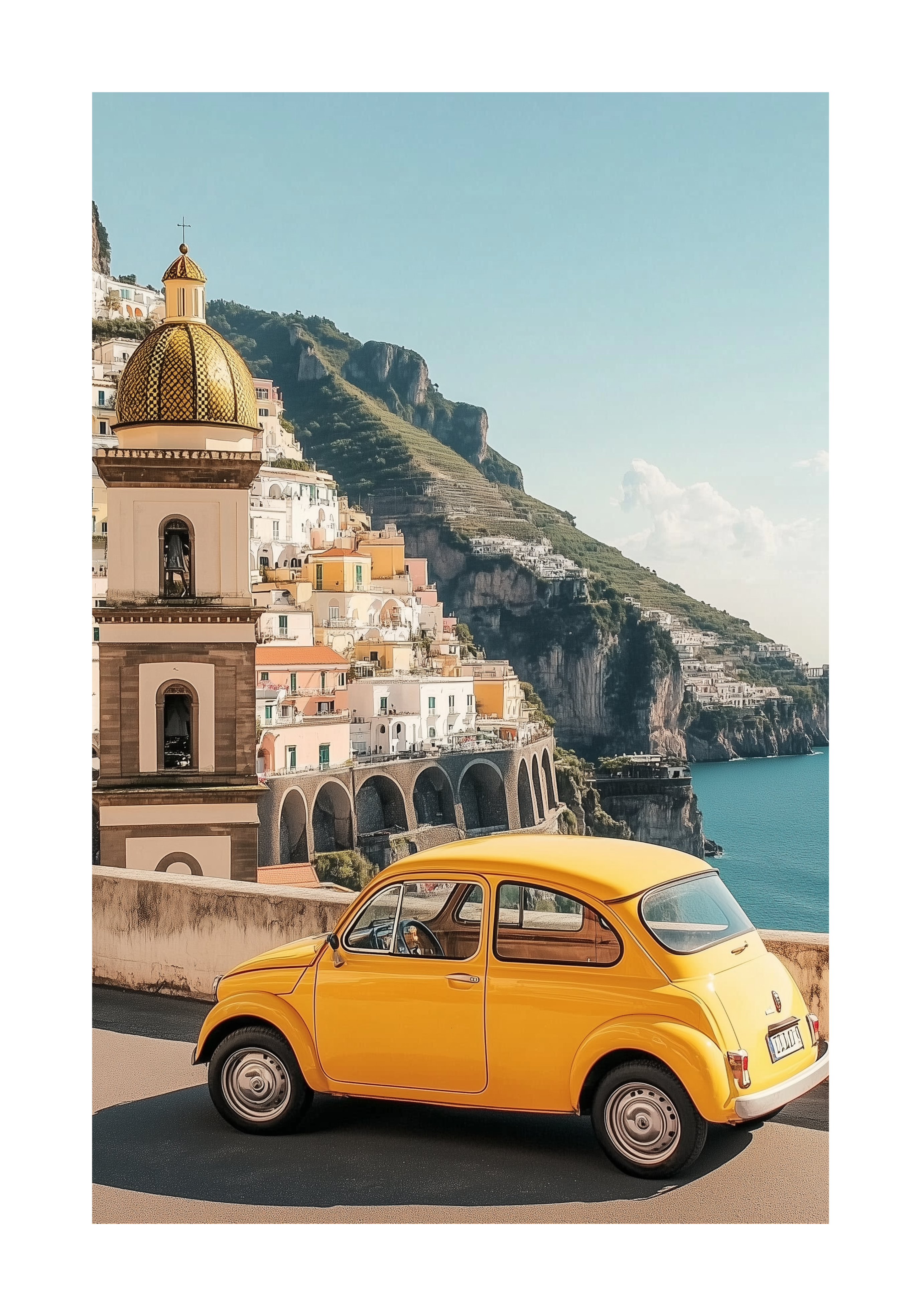 Amalfi Coast Car Poster