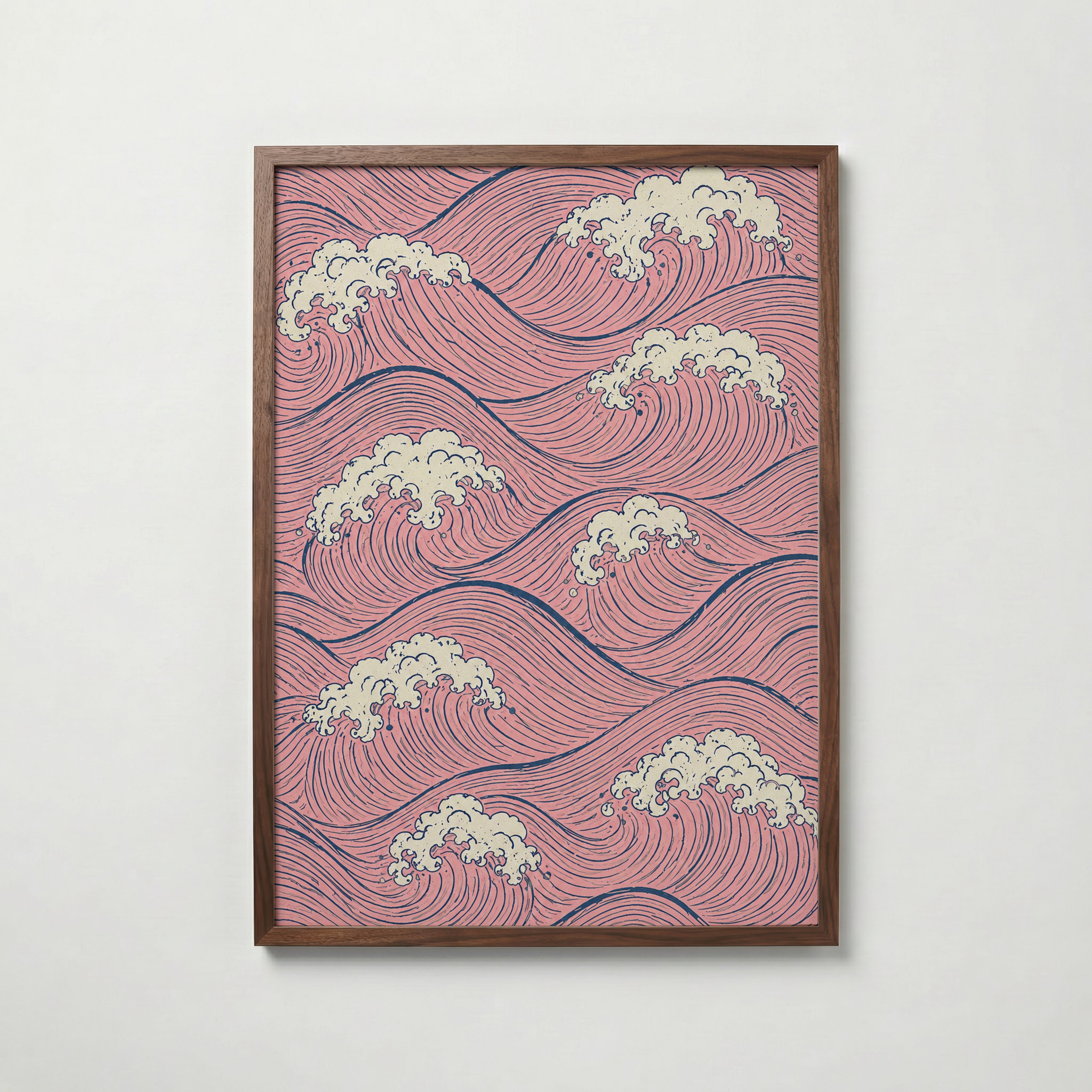 Coral Tide affisch i valnötsram – mörkbrun inramning med exklusiv känsla, Bozetto