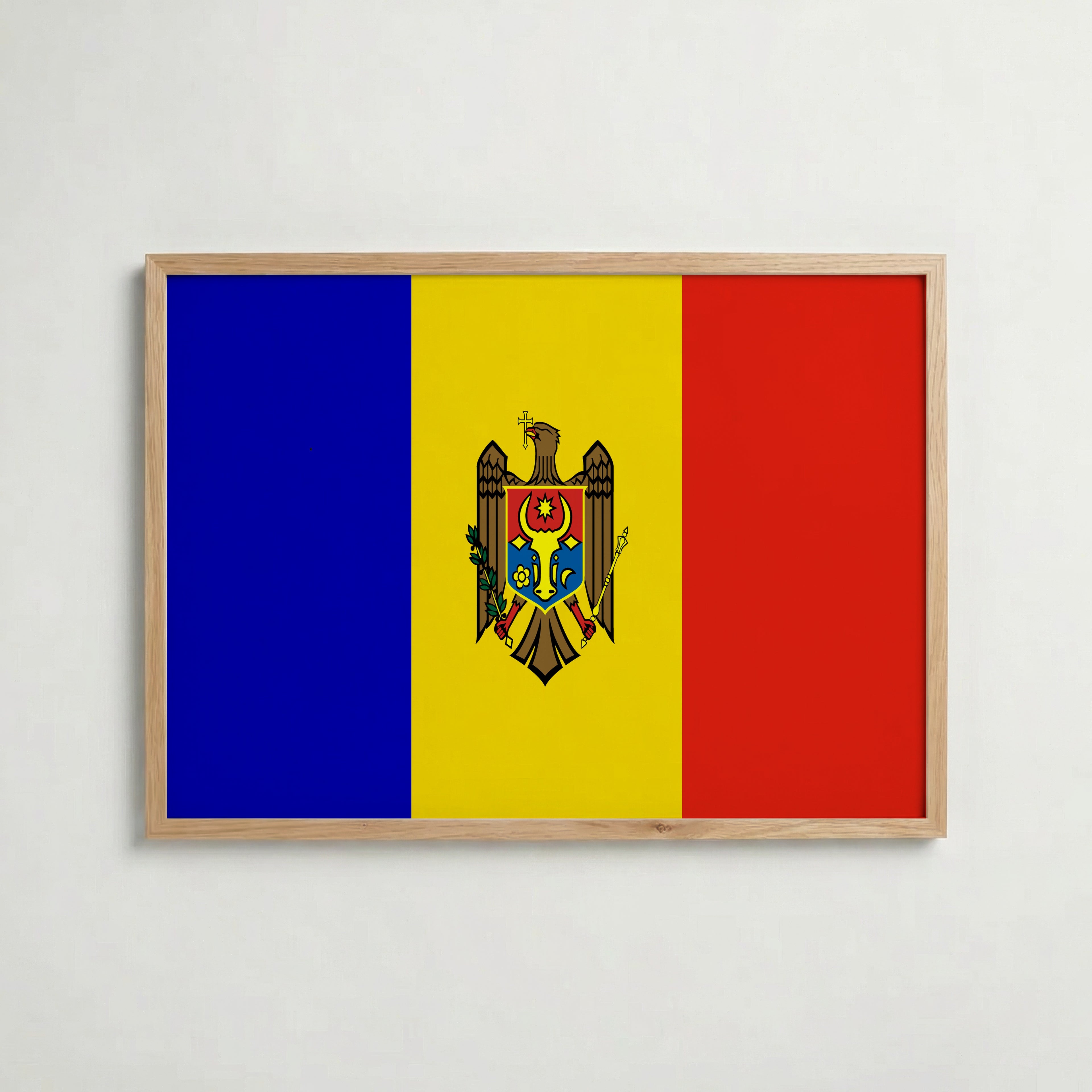 Moldova National Flag Poster i ekram – inramad konsttryck för stilren inredning hos Bozetto