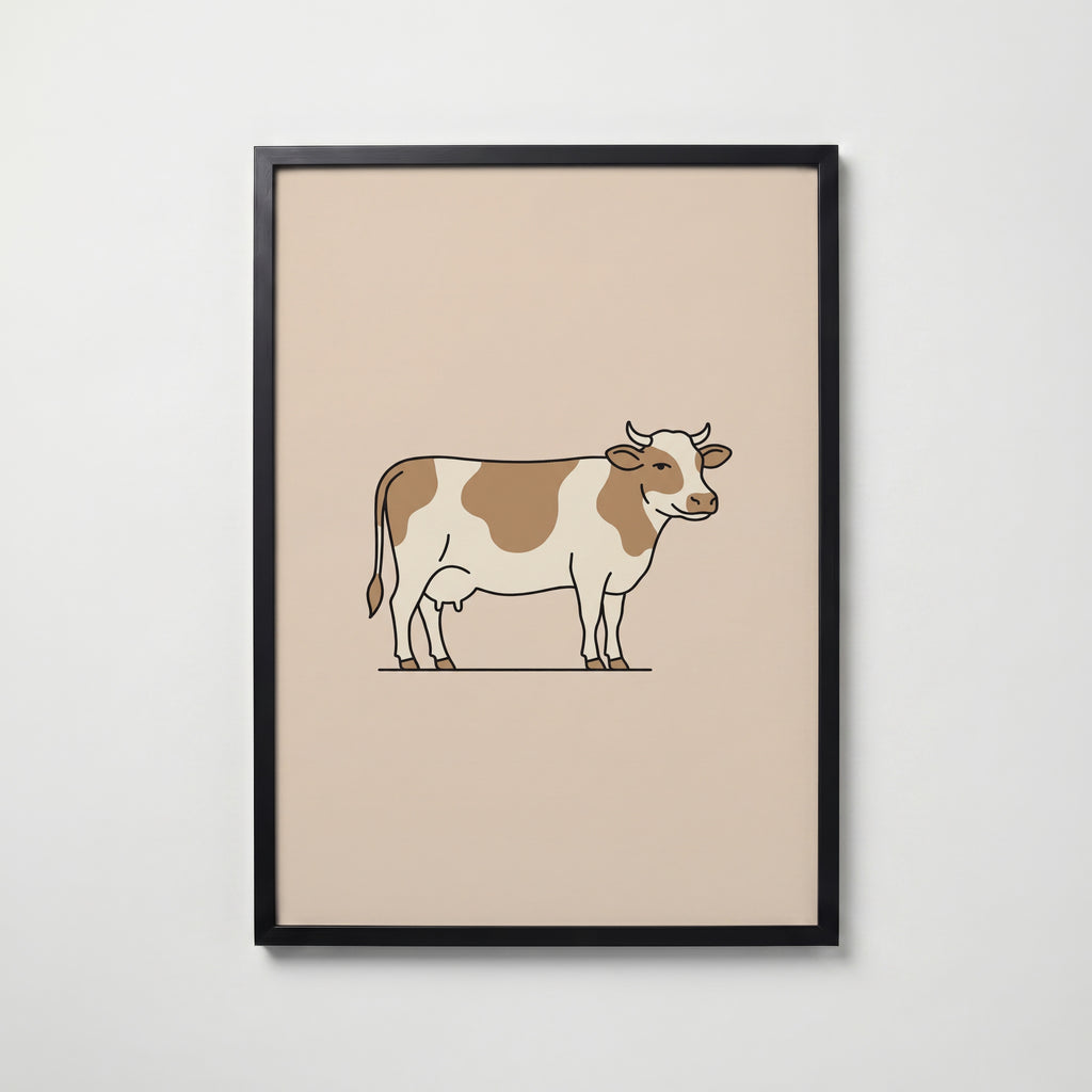 Bathroom Cow Poster – svart ram