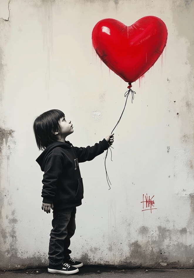 Girl With Love Balloon Poster