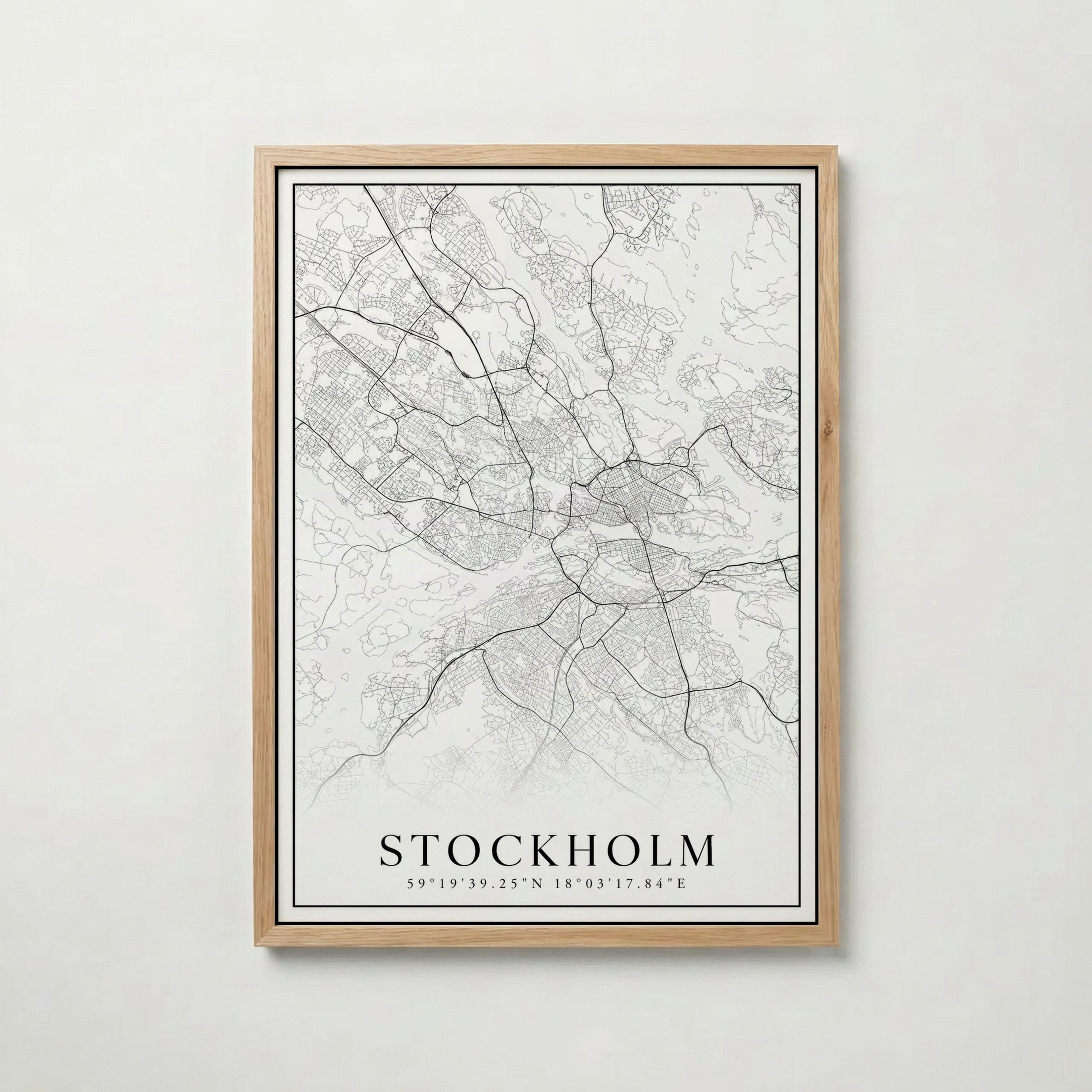 Stockholm Karta poster i olika storlekar – köp enkelt hos Bozetto i hög kvalitet
