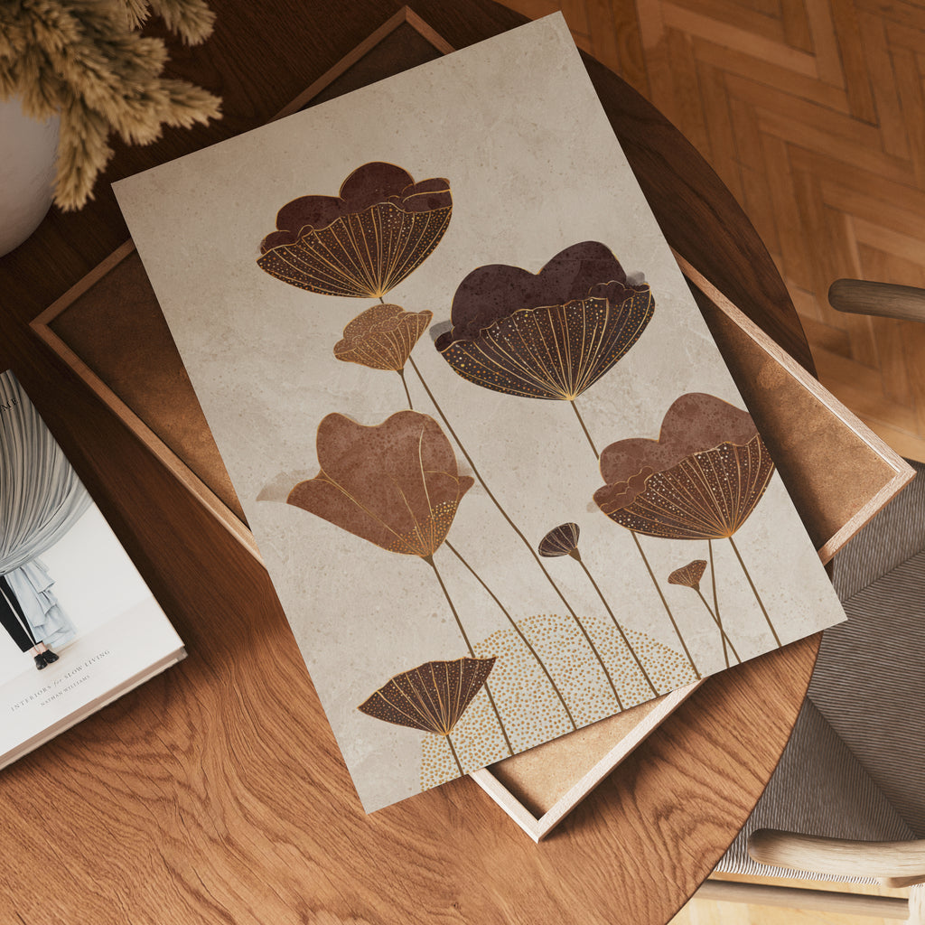 Golden Lotus Silhouette Poster