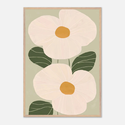 Minimalist green leaves Poster