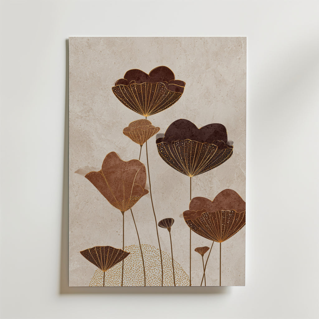 Golden Lotus Silhouette Poster