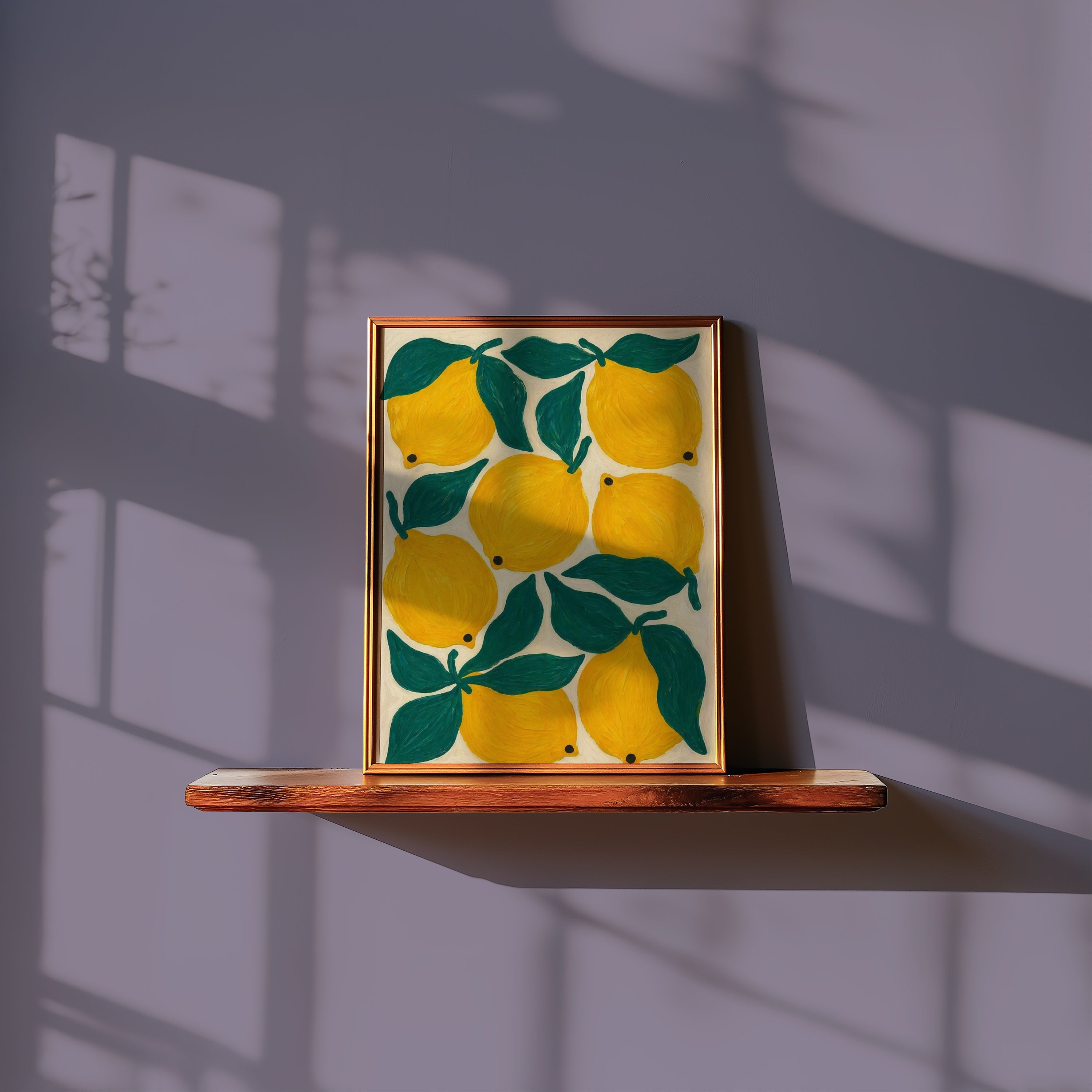 Sunny Lemons affisch i minimalistiskt sovrum – köp enkelt hos Bozetto i hög kvalitet