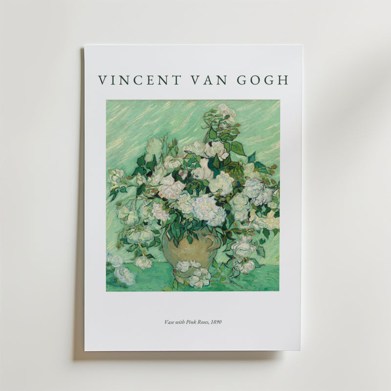 Van Gogh Vase With Pink Roses Poster