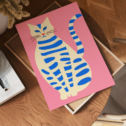 Blue Striped Cat Poster