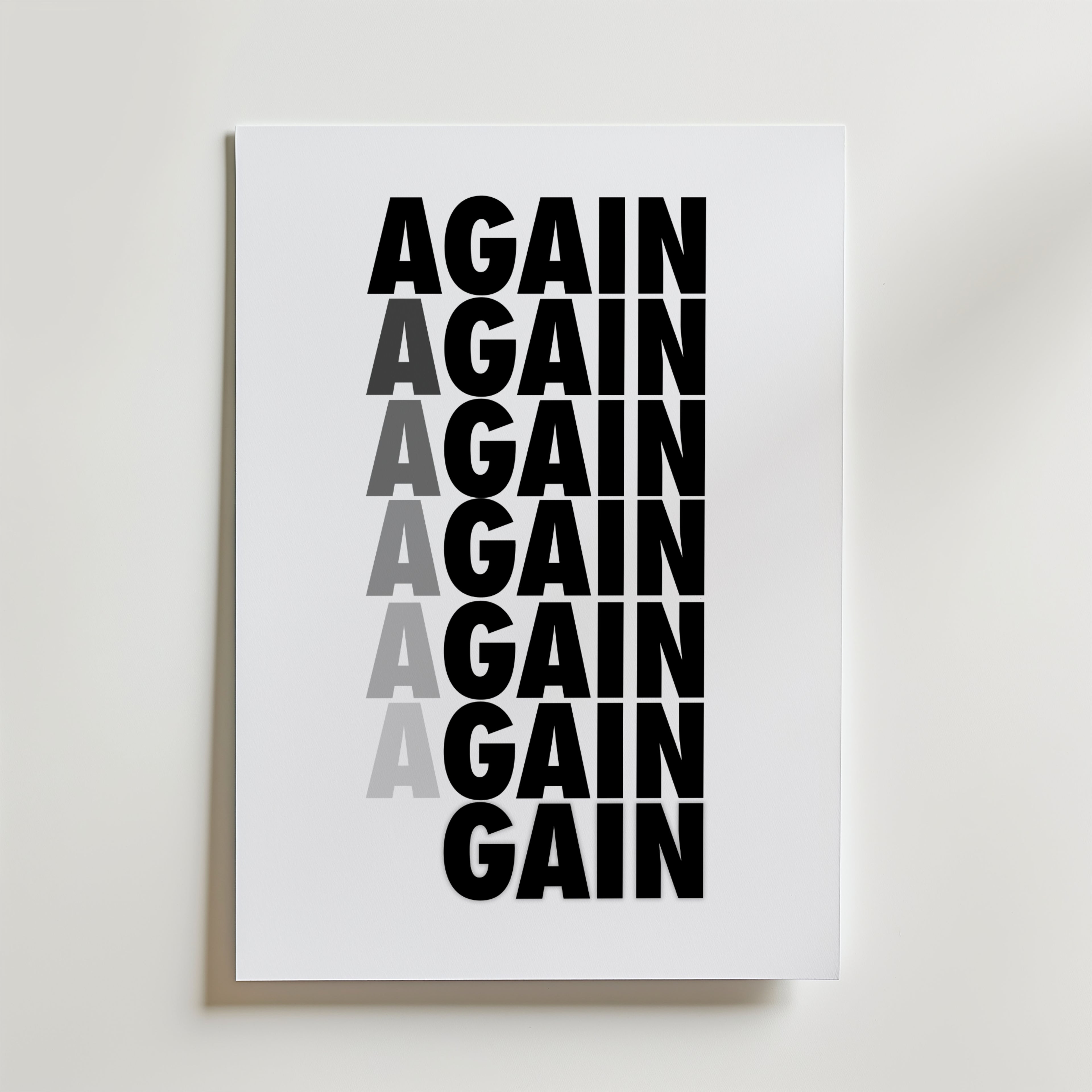 Again & Again Poster – En grafiskt rytmisk poster som symboliserar repetition, uthållighet och disciplin.