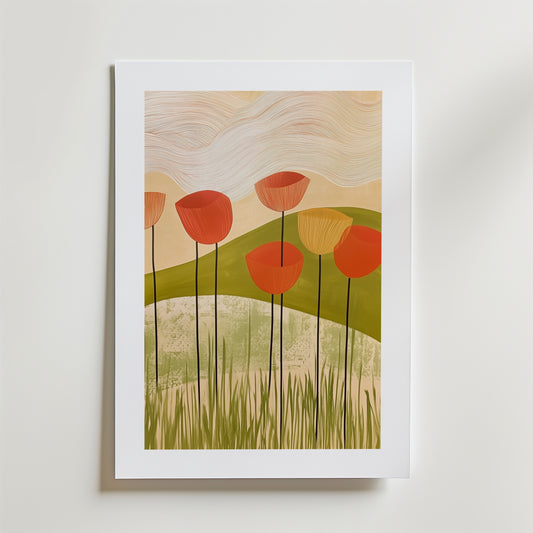 Abstract floral poppies Poster