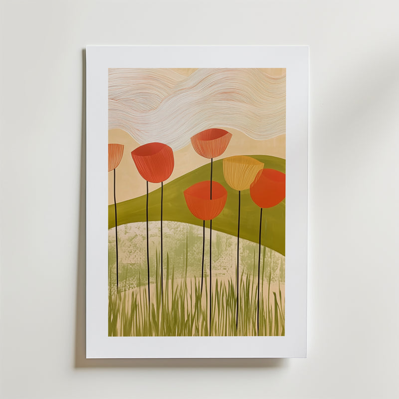 Abstract floral poppies Poster