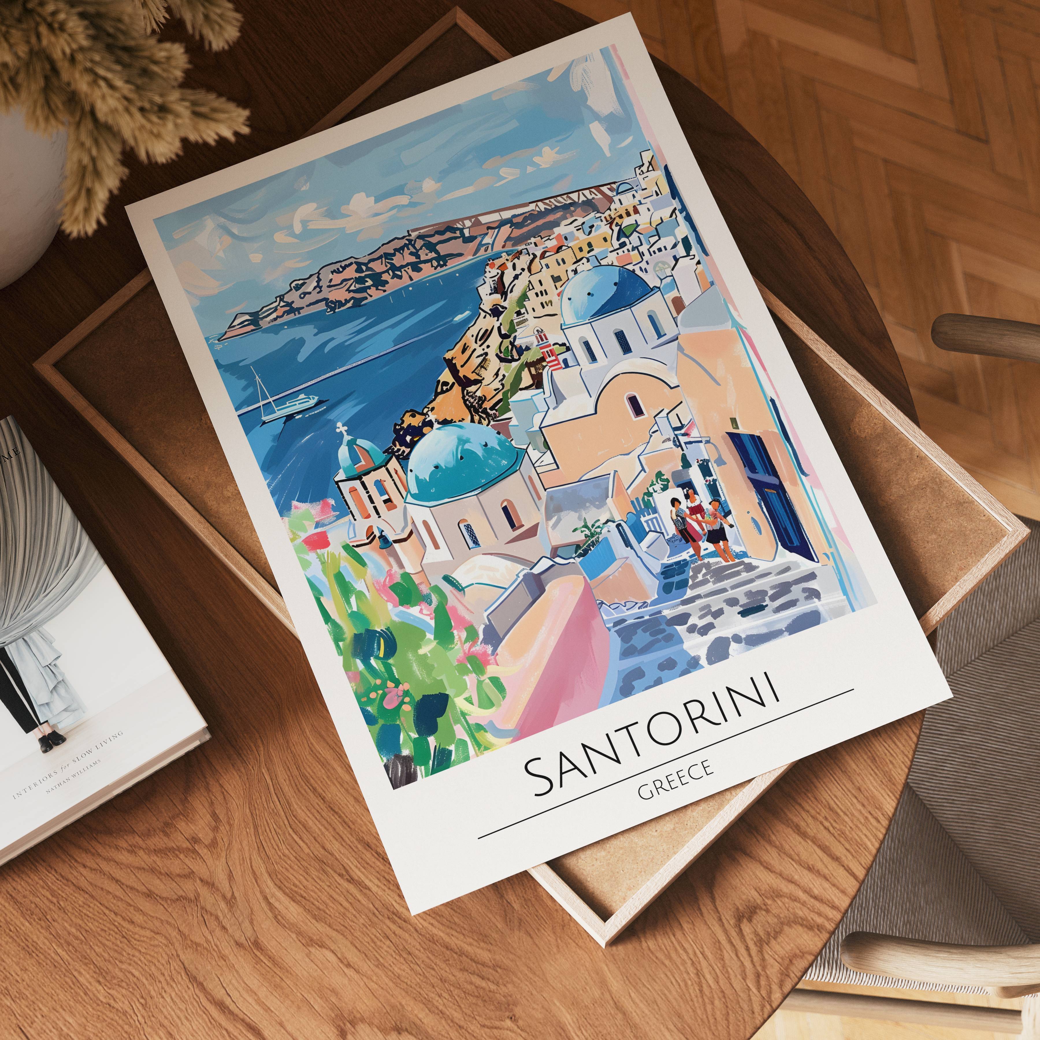 Santorini Cliffside Serenity Poster