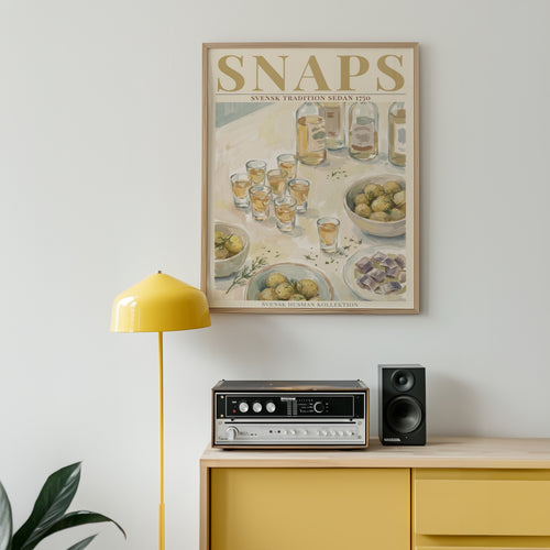 Snaps affisch i ljust minimalistiskt vardagsrum – köp enkelt hos Bozetto i hög kvalitet