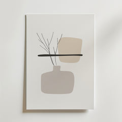 Bozettos Nordic Still Life Poster har abstrakta former i neutrala toner på FSC-certifierat premiumpapper, markerat med en djärv svart linje och fina grenliknande detaljer för en högkvalitativ finish.