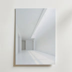 Ett foto av ett ljust vitt rum med högt i tak och soliga fönster, som visar upp Bozetto Threshold of Thought Poster på premiumpapper med en lyxig matt finish.