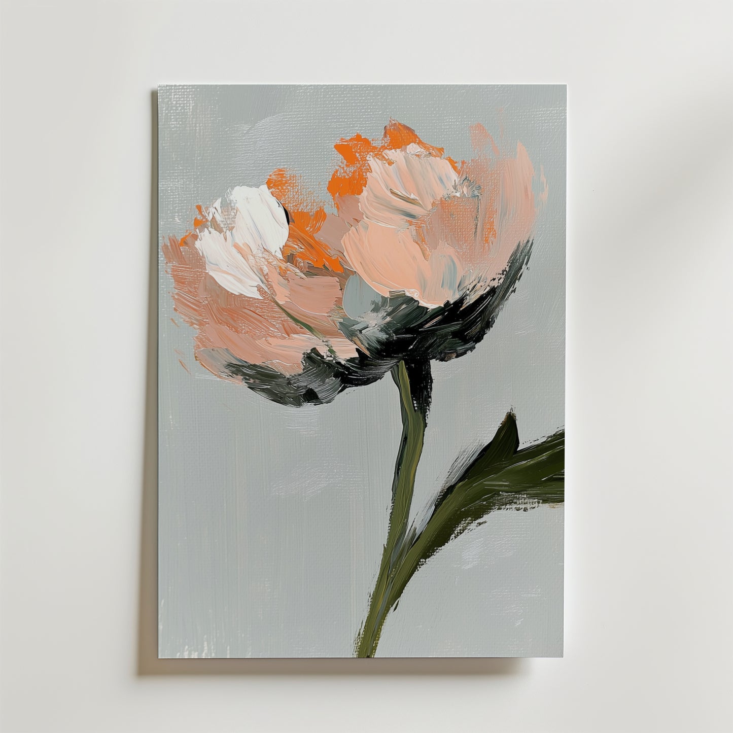 Abstrakt blomstermønster med fersken og hvide blomster Plakat