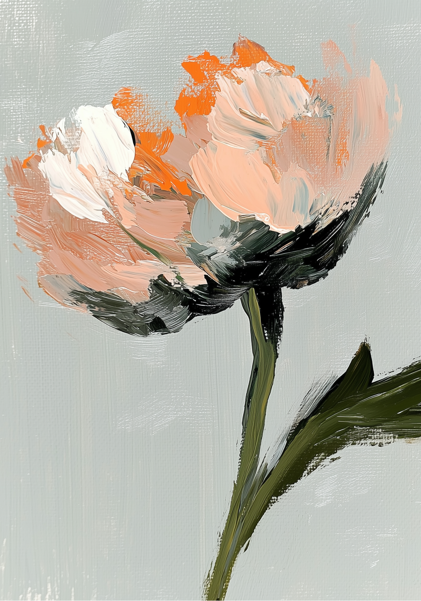 Abstrakt blomstermønster med fersken og hvide blomster Plakat