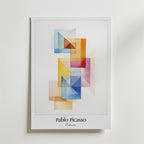 Bozetto Picasso Cubism Poster - en färgstark poster med färgglada rutor i kubistisk stil som livar upp väggen.
