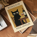 Midnight Wine Cat Poster