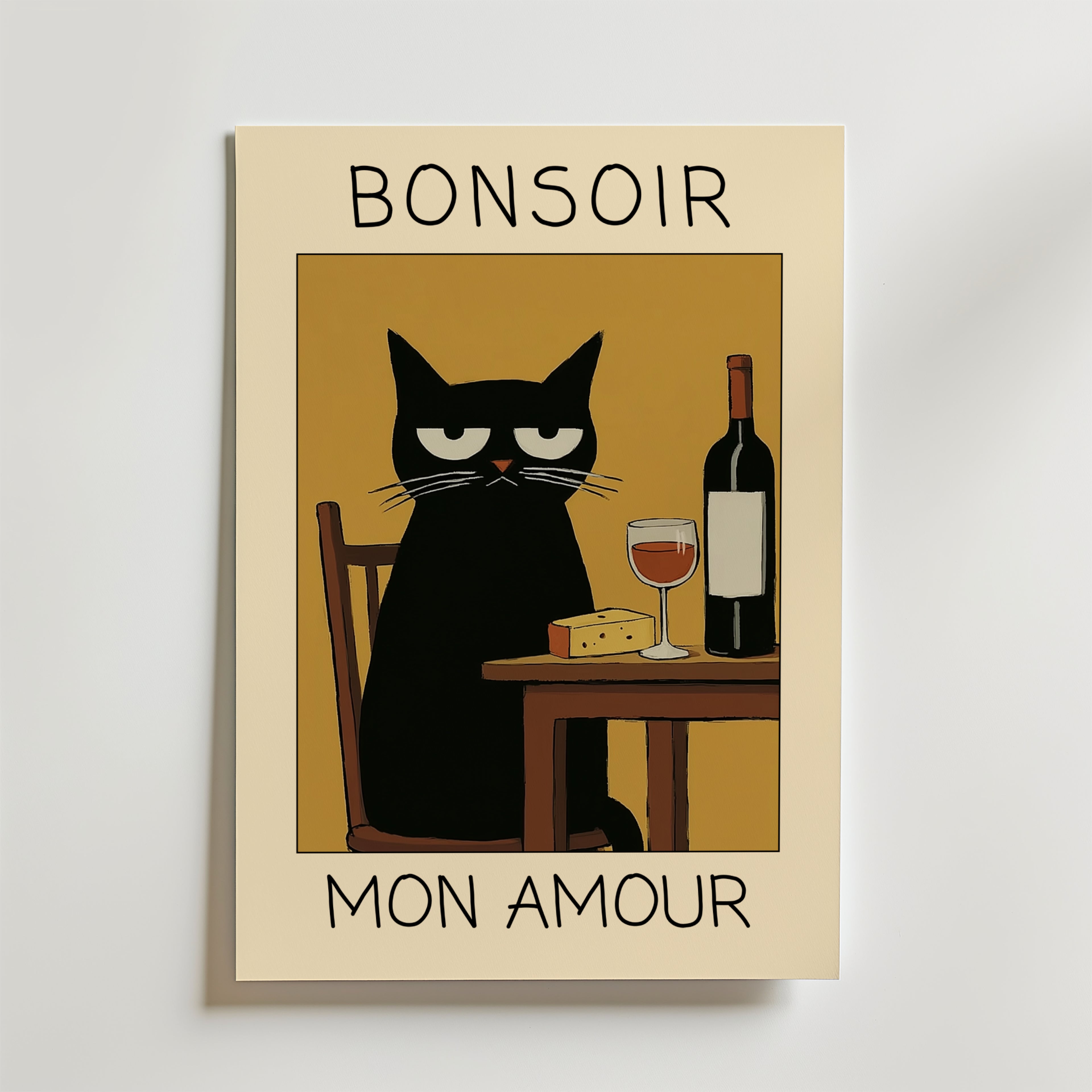 Midnight Wine Cat Poster