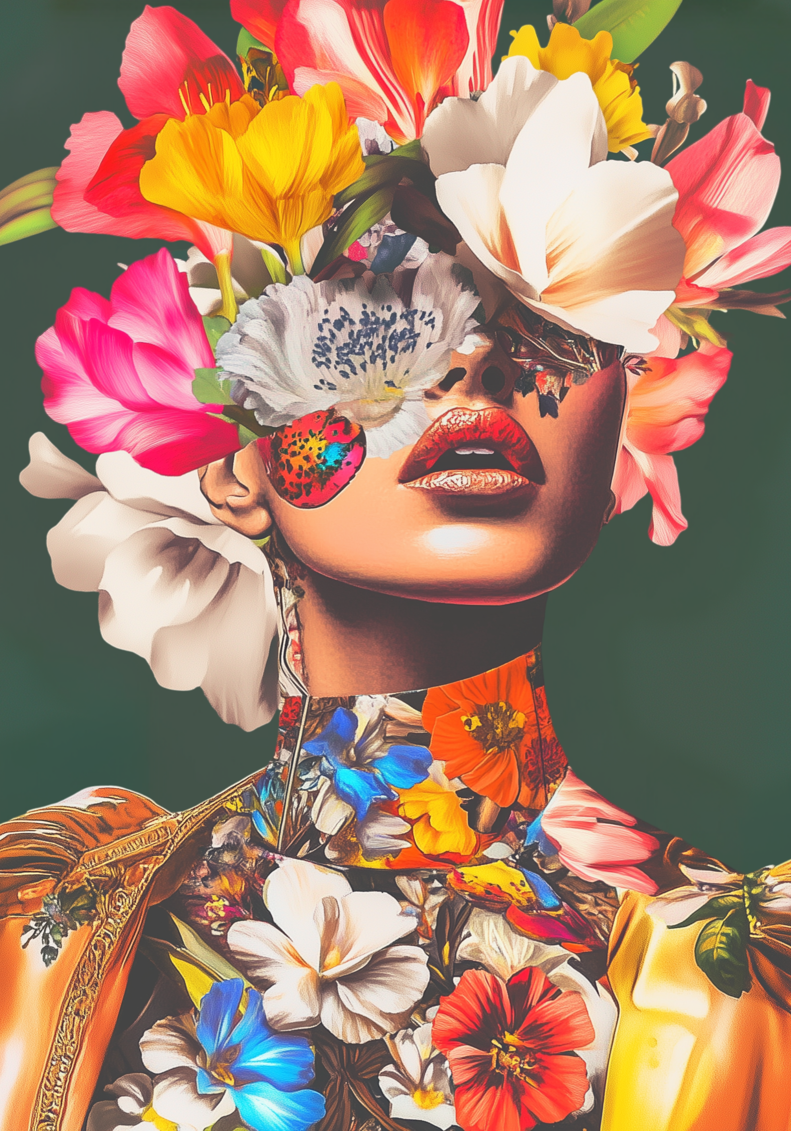 Floral Mask Portrait Poster