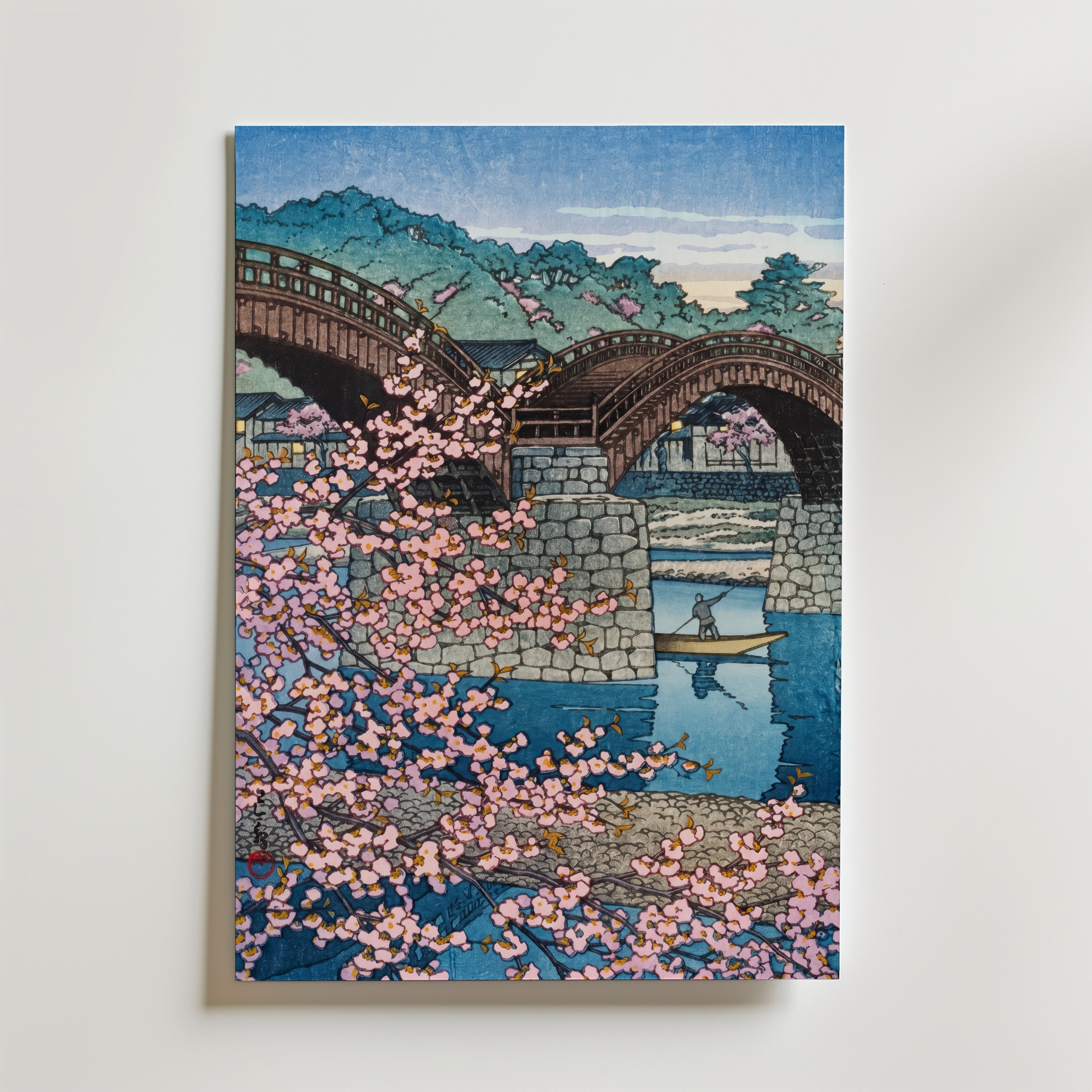 Spring Evening at Kintai Bridge Kawase Hasui Posteer affisch – poster till väggdekoration – köp online hos Bozetto