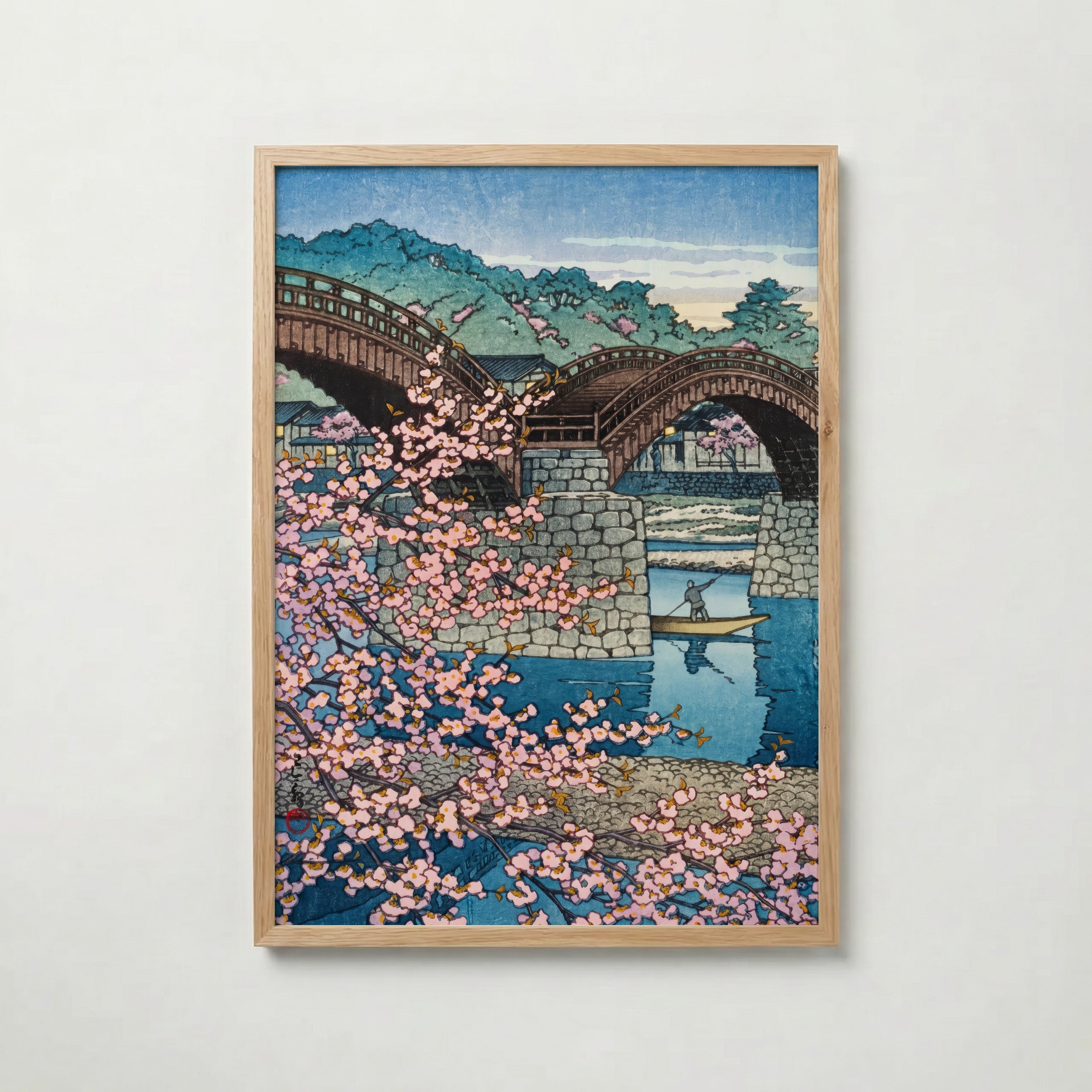 Spring Evening at Kintai Bridge Kawase Hasui Posteer poster – väggdekoration för hemmet – köp hos Bozetto