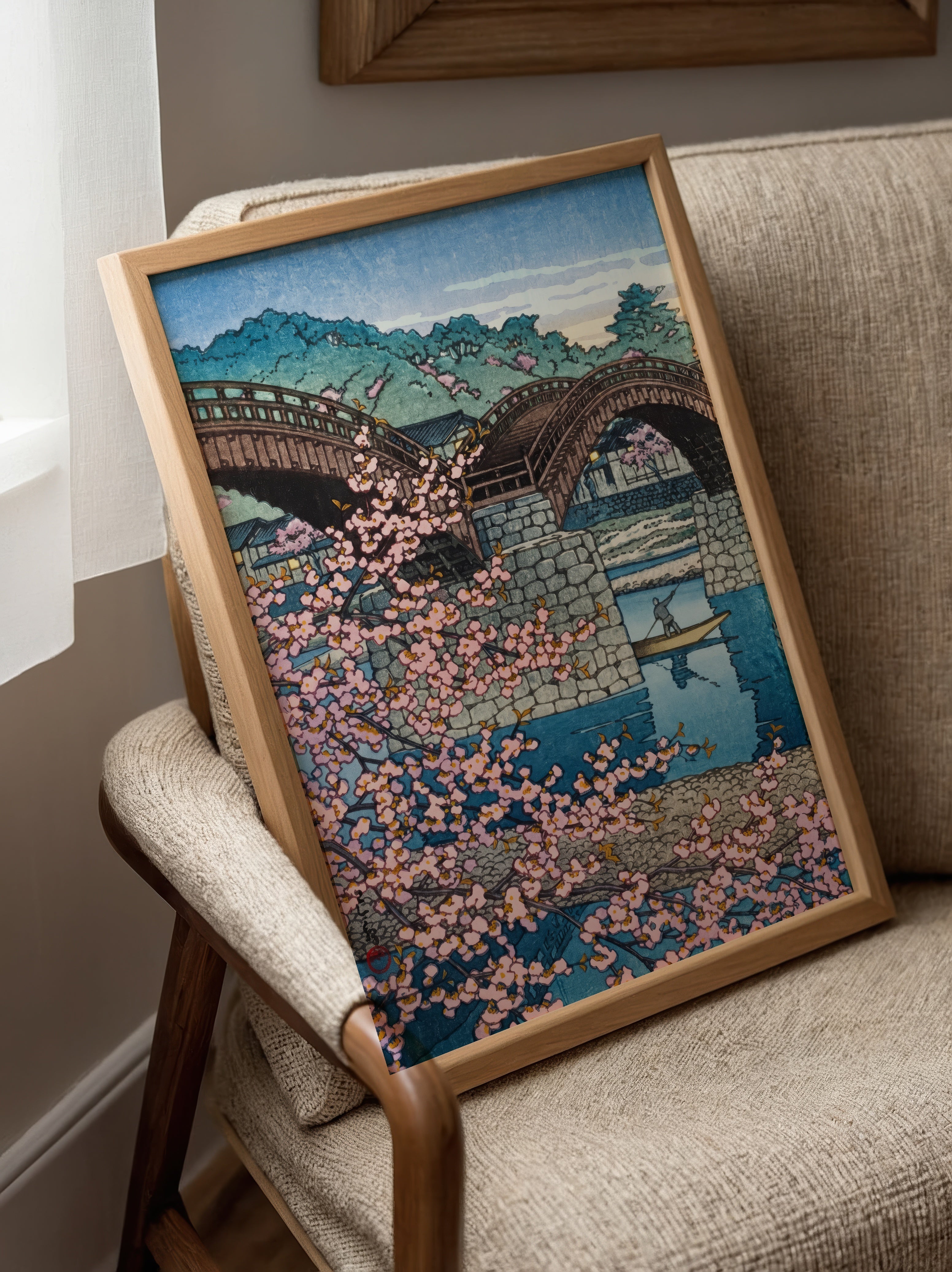 Spring Evening at Kintai Bridge Kawase Hasui Posteer – poster väggdekoration inredning – Affischer hos Bozetto