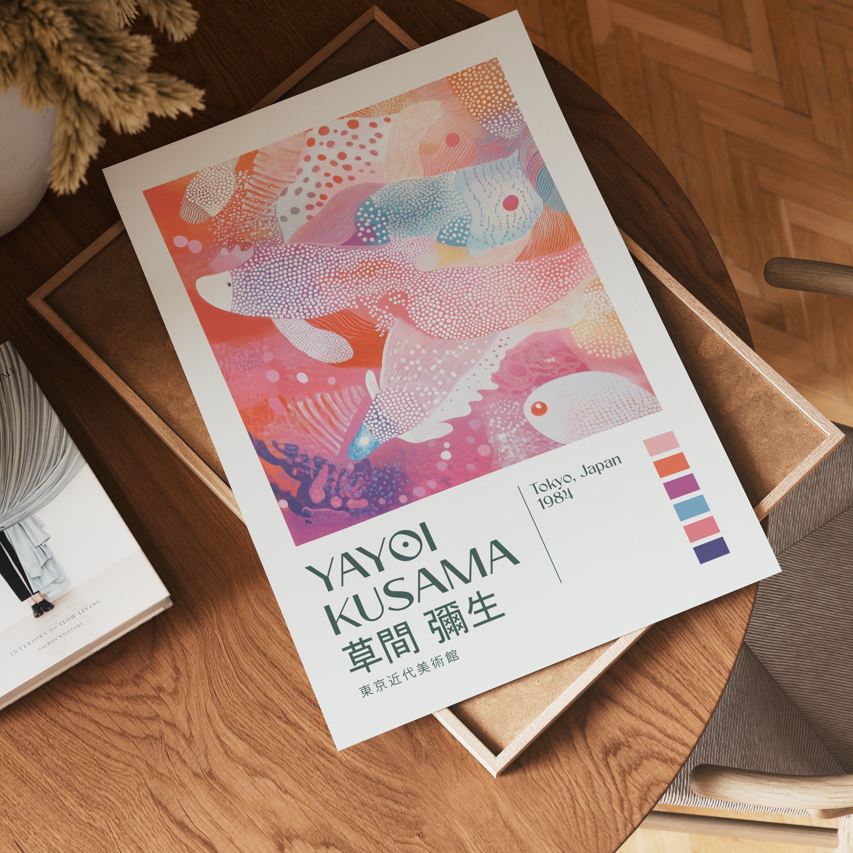 Yayoi Kusama Floating Koi Harmony Poster