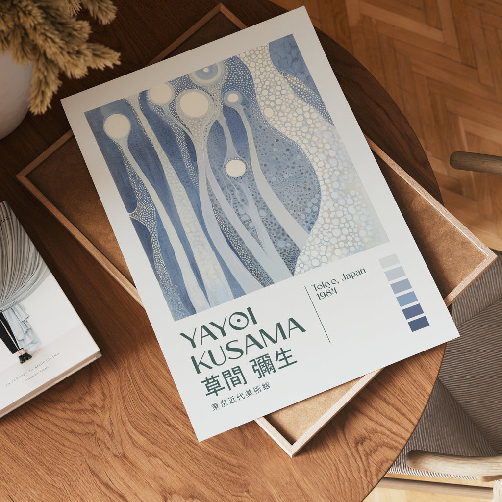 Yayoi Kusama Silent Blue Infinity Poster