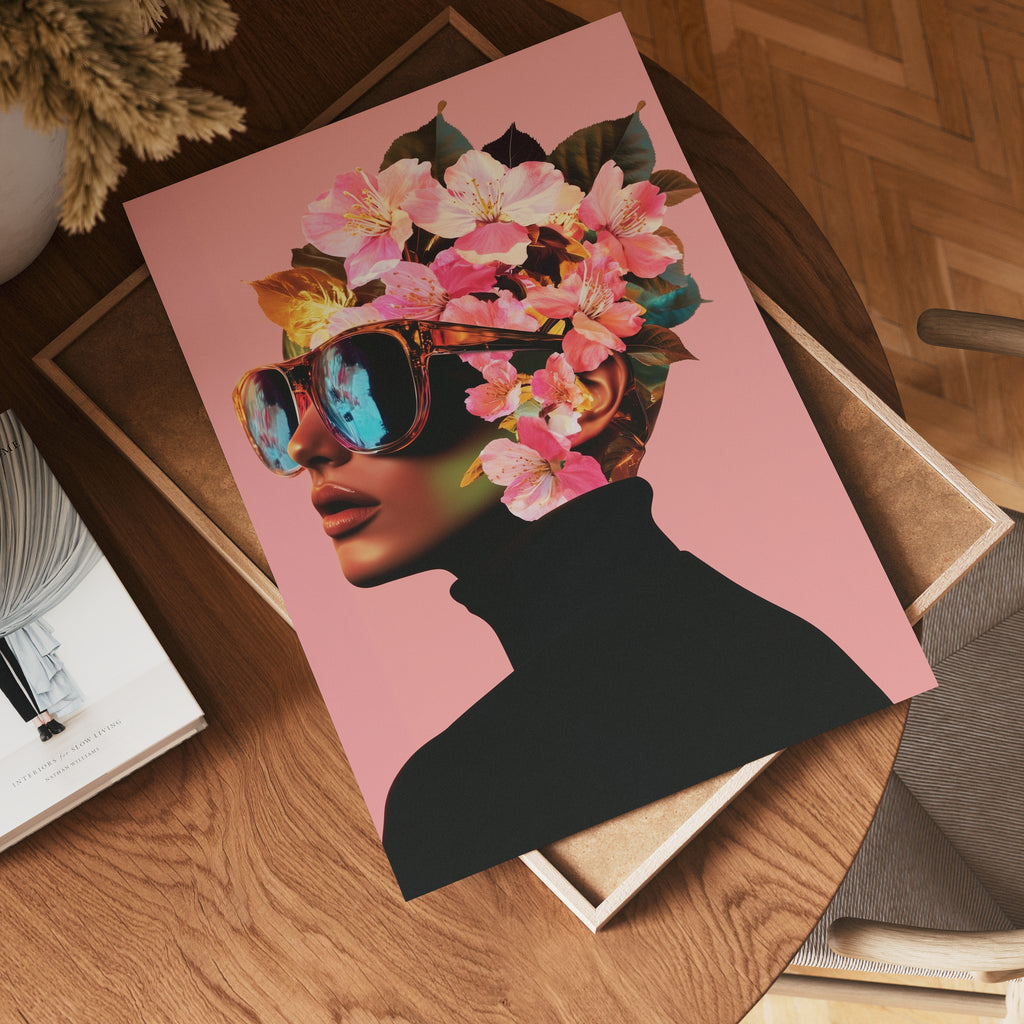 Floral Sunglasses Portrait Poster
