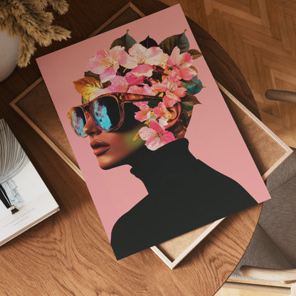 Floral Sunglasses Portrait Poster