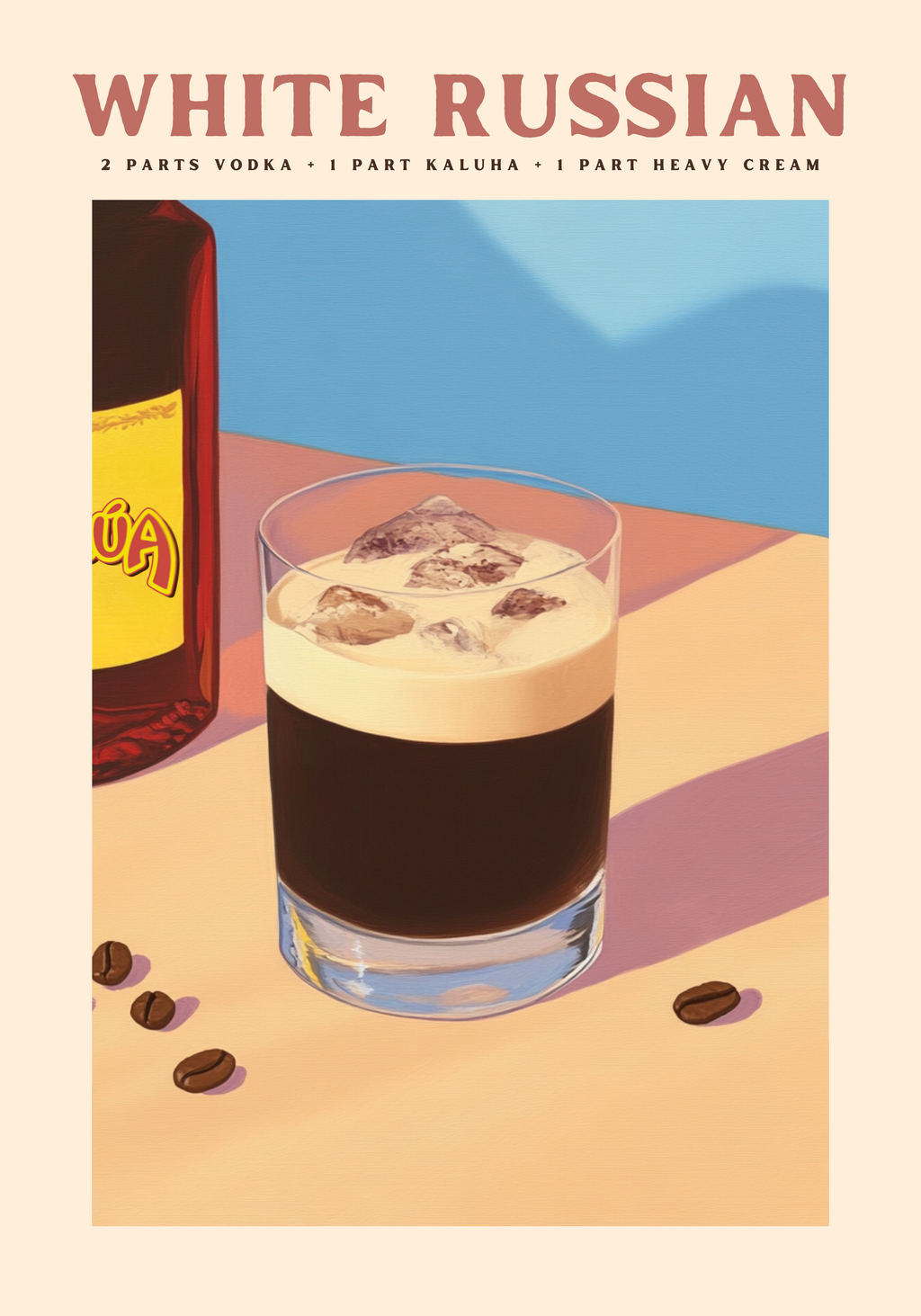 White Russian Cocktail Poster