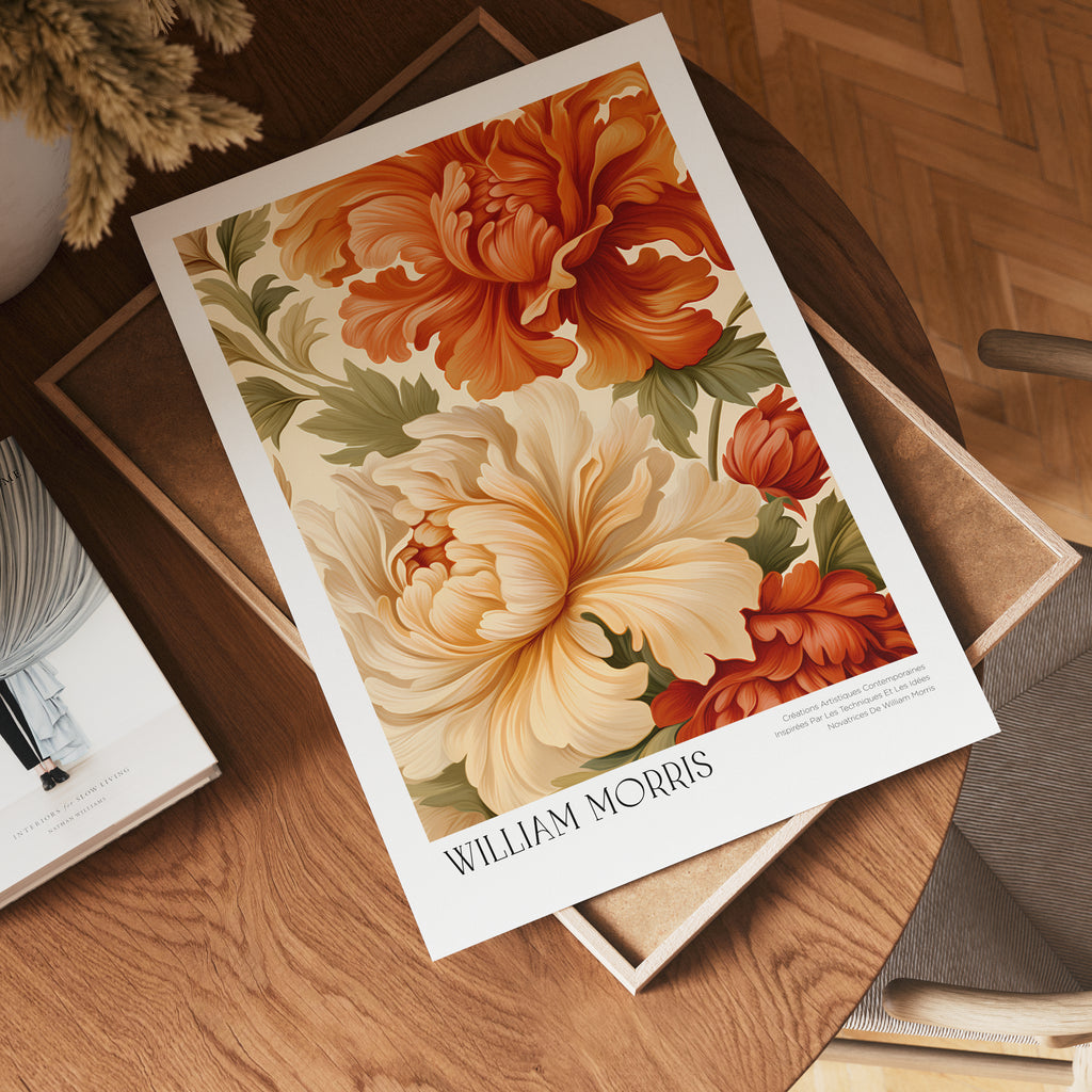 William Morris Amber Peony Bloom Poster – poster väggdekoration