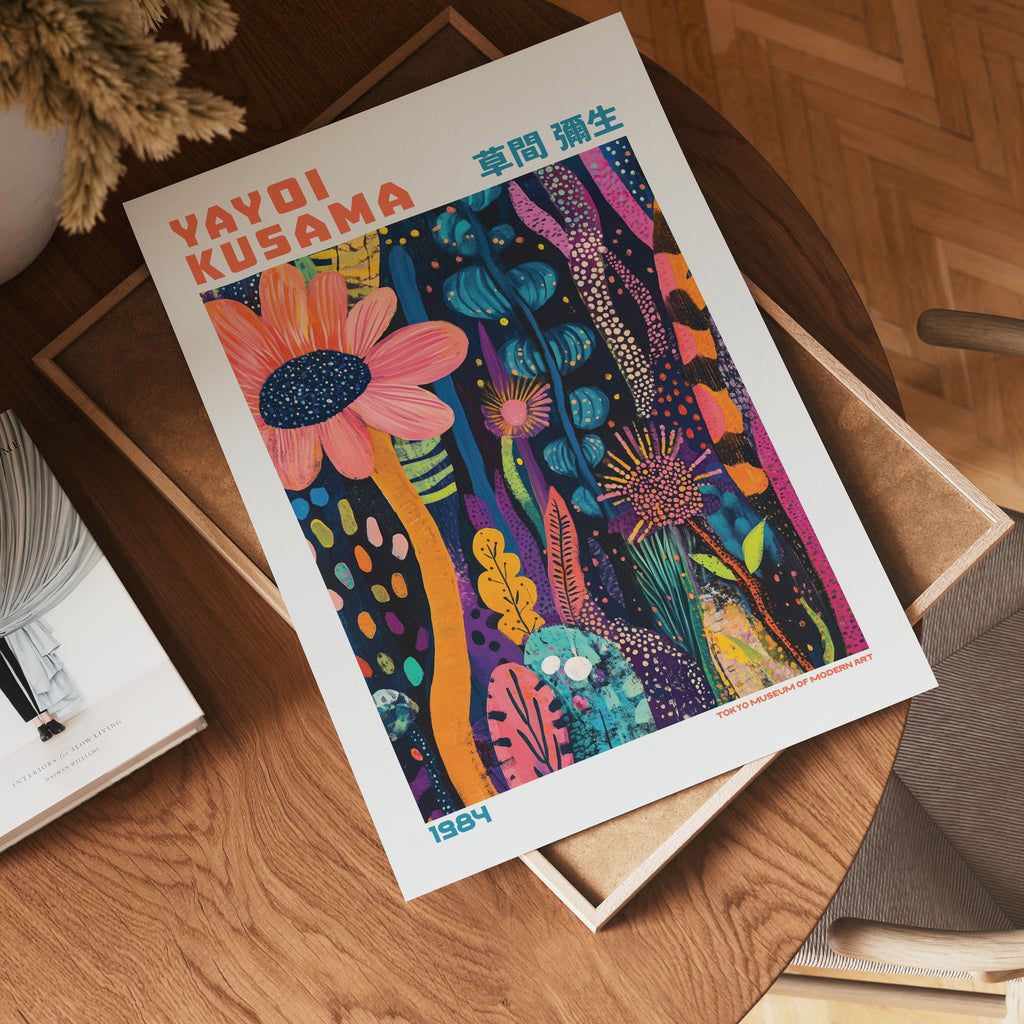 Yayoi Kusama Midnight Floral Rhythm Poster