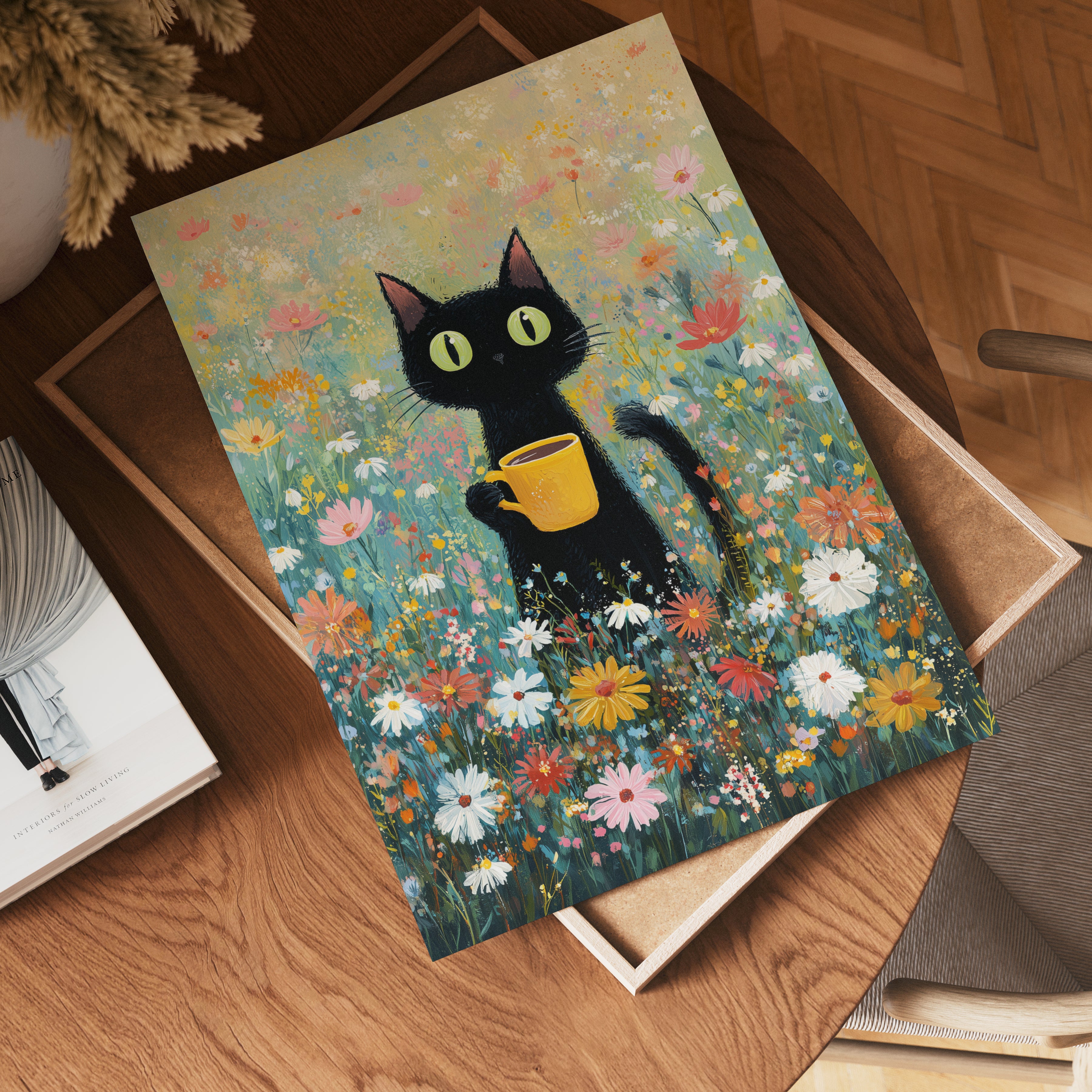 Morning Coffee Cat Poster