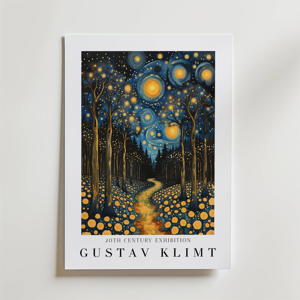 Gustav Klimt Starlit Forest Path Poster affisch – poster till väggdekoration – köp online hos Bozetto