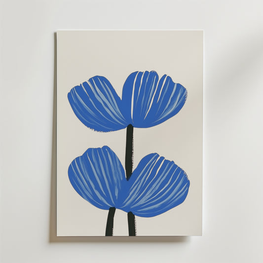 Blå blomsterprintet botanisk hjemmeplakat