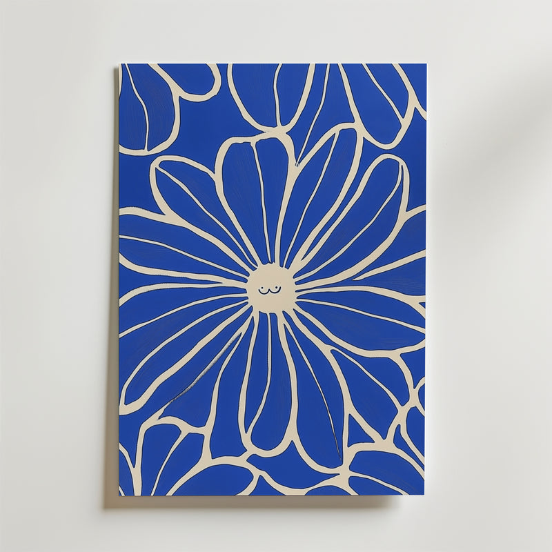 Glad Blå Blomst Plakat