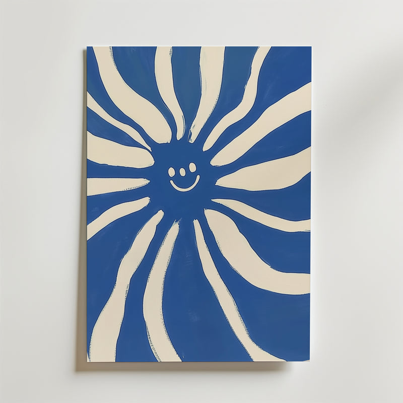 Abstract blue and white sun Poster