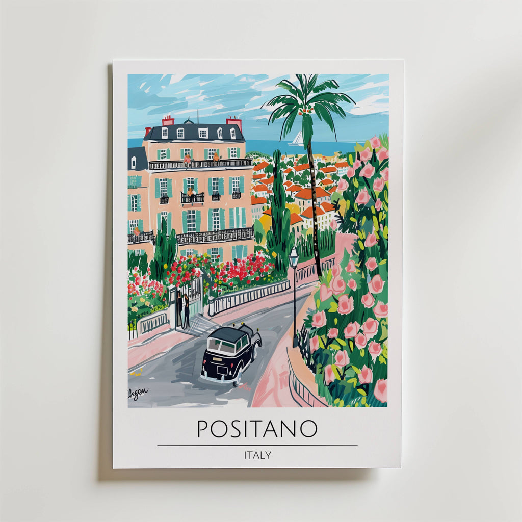 Positano Coastal Garden View Poster