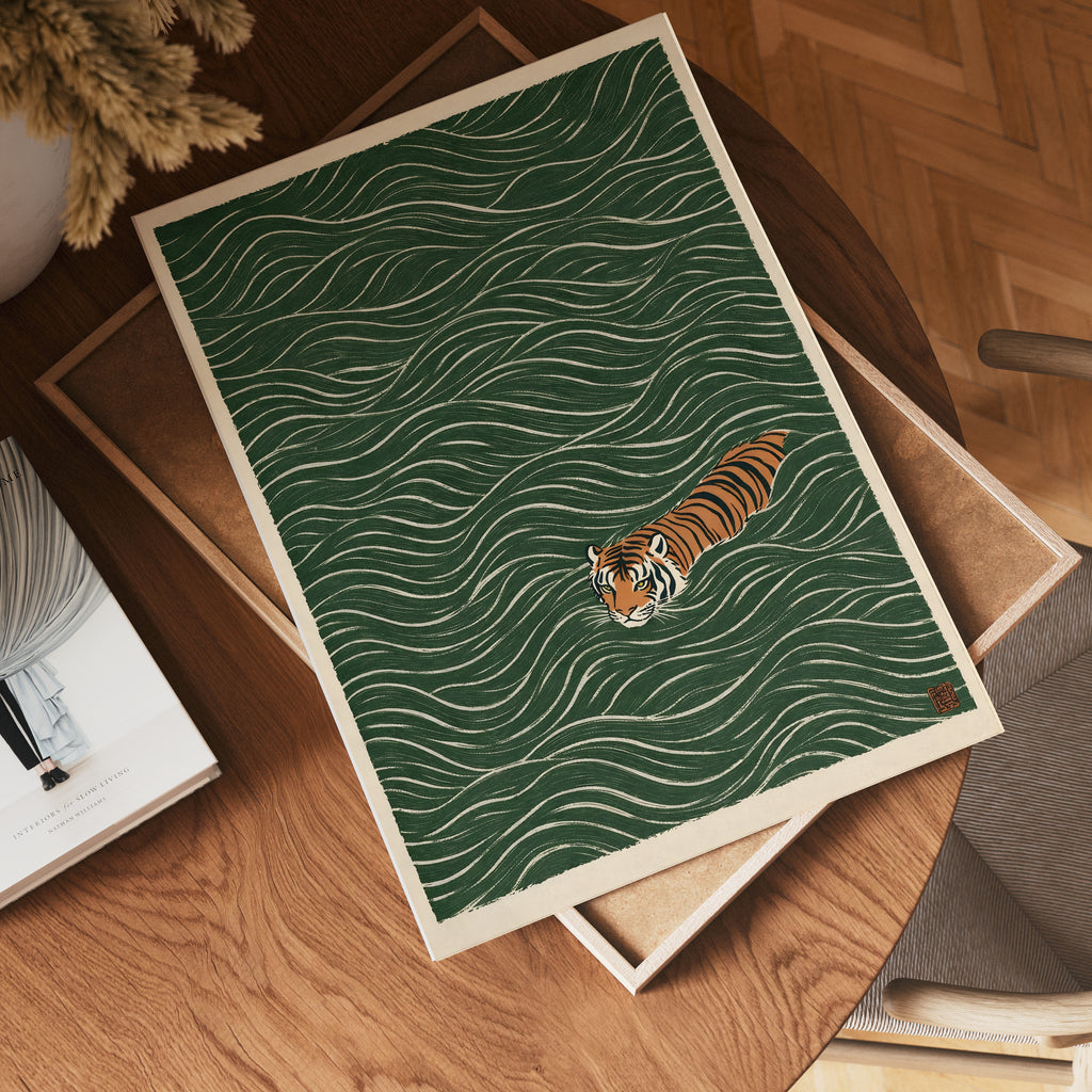 Swimming Tiger Poster