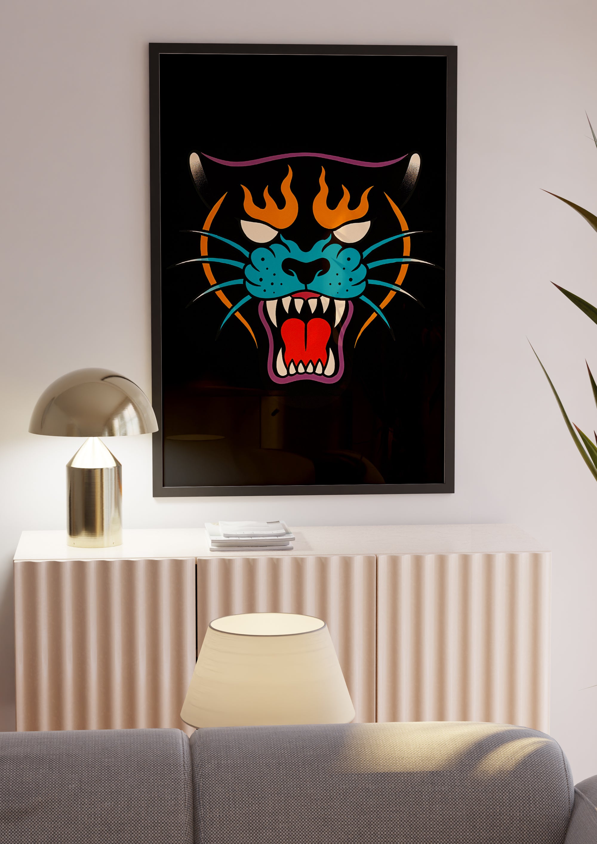 Flaming Panther poster visad rakt fram – Bozetto affisch i hög tryckkvalitet i hög tryckkvalitet