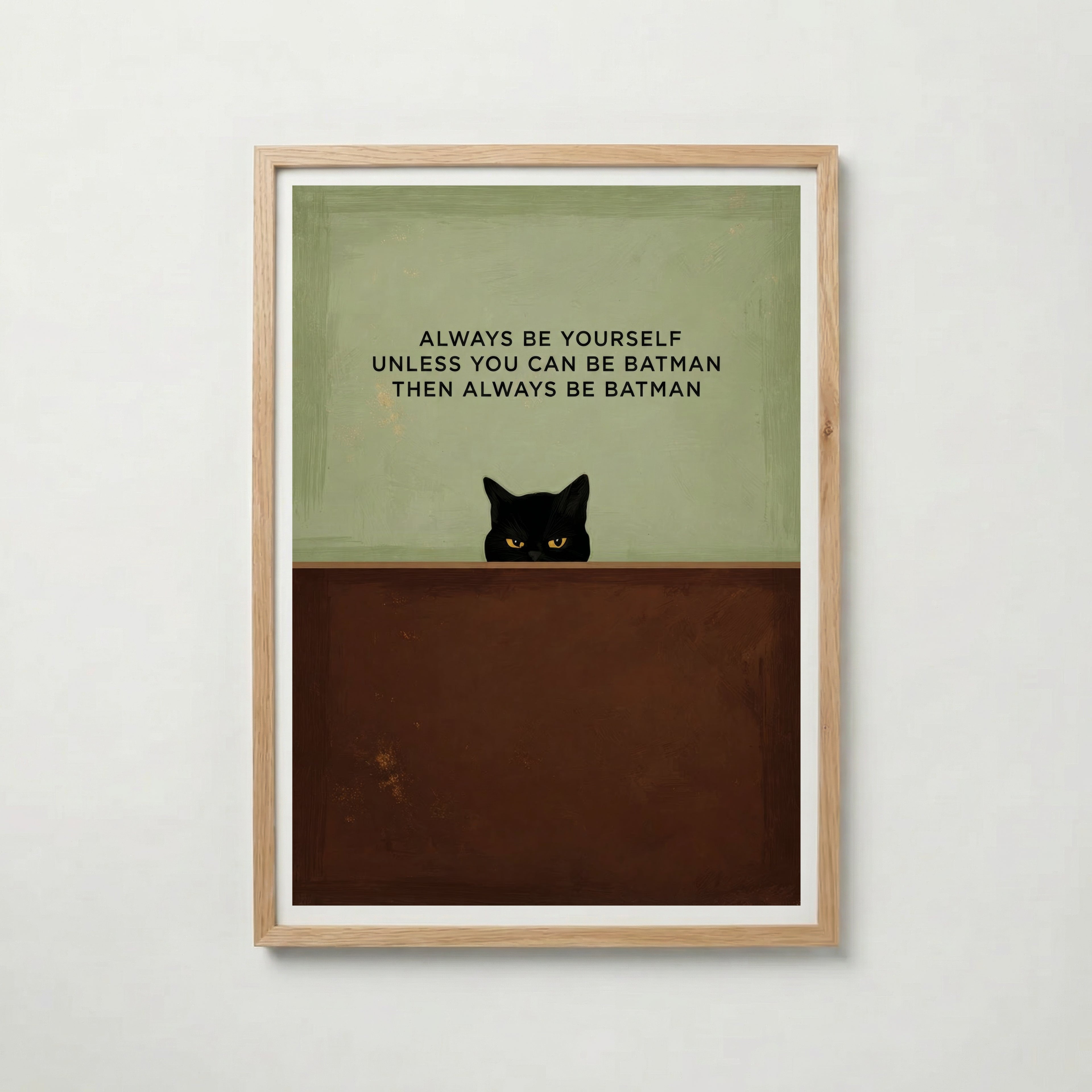 Funny Cat Quote i ekram med ljust trä – köp enkelt hos Bozetto affisch i hög kvalitet