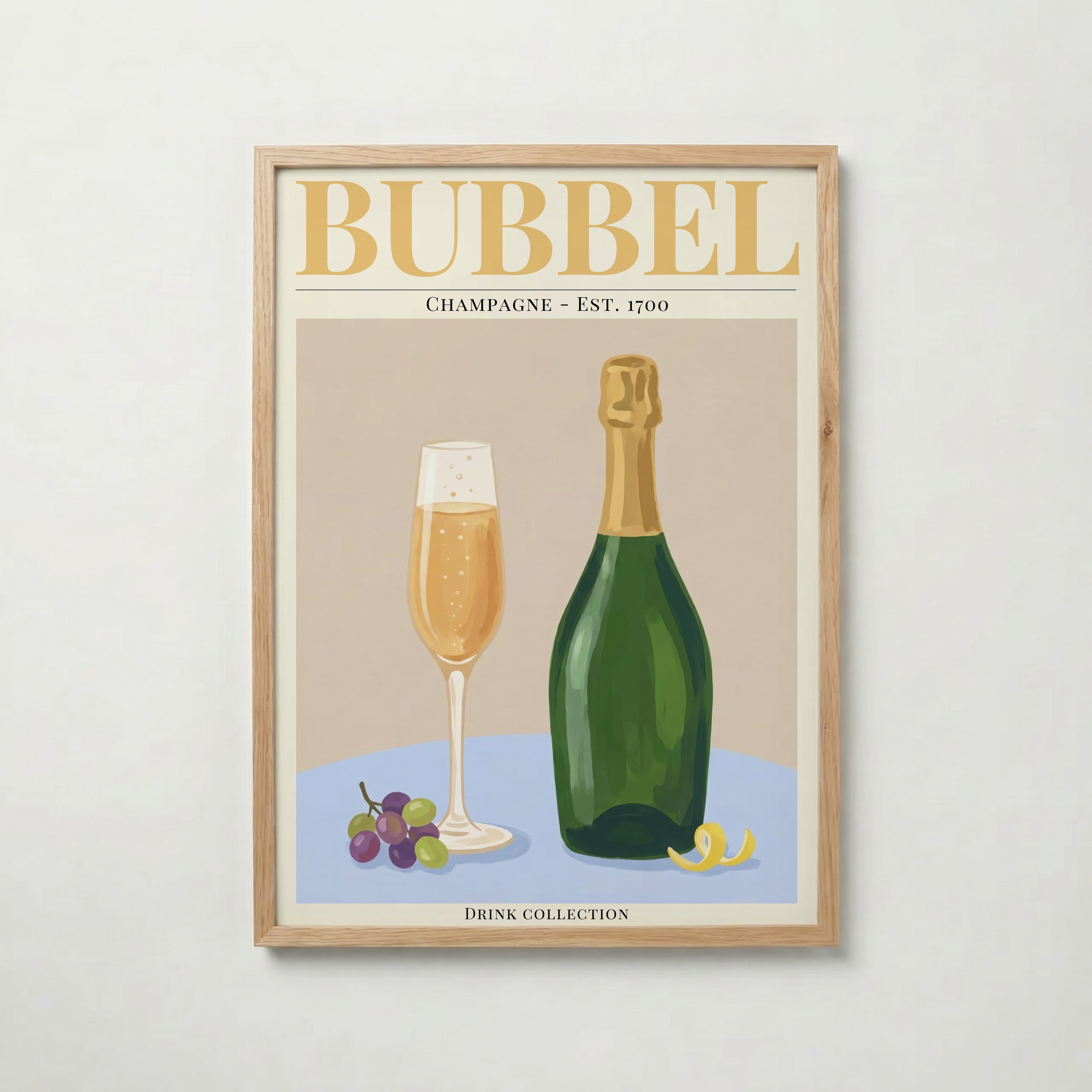 Bubbel Poster i ekram – inramad konsttryck för stilren inredning hos Bozetto