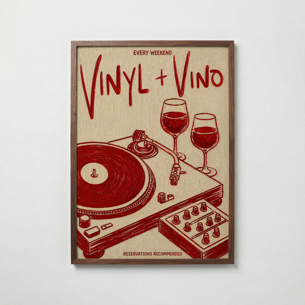 Vinyl & Vino Poster